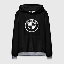 Толстовка-худи мужская BMW белое лого, цвет: 3D-меланж
