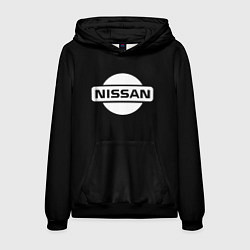 Толстовка-худи мужская Nissan logo white, цвет: 3D-черный