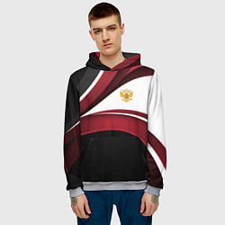 Толстовка-худи мужская Униформа Россия - бордовая, цвет: 3D-меланж — фото 2