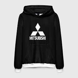 Толстовка-худи мужская Mitsubishi logo white, цвет: 3D-белый