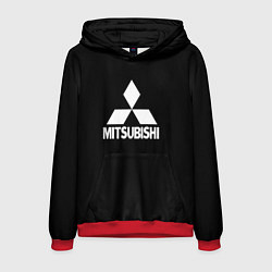 Толстовка-худи мужская Mitsubishi logo white, цвет: 3D-красный