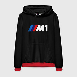 Толстовка-худи мужская BMW m1 logo, цвет: 3D-красный