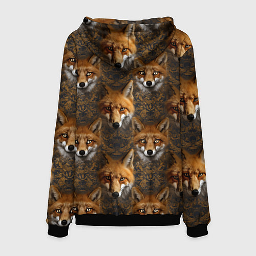 Мужская толстовка Лакшери паттерн с золотыми лисицами / 3D-Черный – фото 2