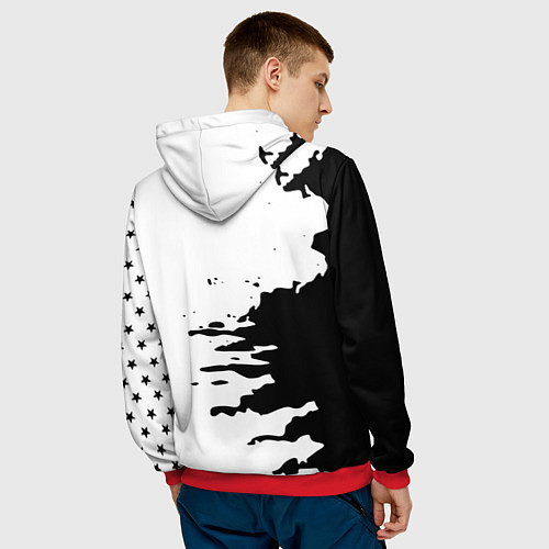 Мужская толстовка Россия герб звёзды в красках / 3D-Красный – фото 4