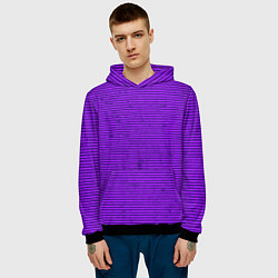 Толстовка-худи мужская Сочный фиолетовый в полоску, цвет: 3D-черный — фото 2