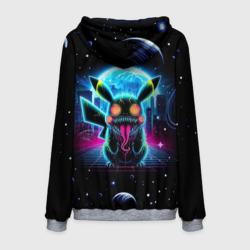 Мужская толстовка Пикачу в космосе - ужас / 3D-Меланж – фото 2