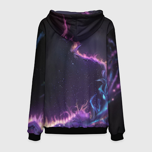 Мужская толстовка Неоновый сиреневый дракон на черном фоне / 3D-Черный – фото 2