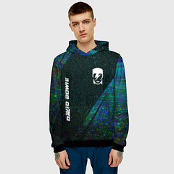 Толстовка-худи мужская David Bowie glitch blue, цвет: 3D-черный — фото 2