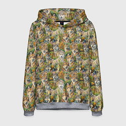 Толстовка-худи мужская Паттерн волчьих морд, цвет: 3D-меланж