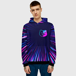 Толстовка-худи мужская Danganronpa neon blast lines, цвет: 3D-черный — фото 2