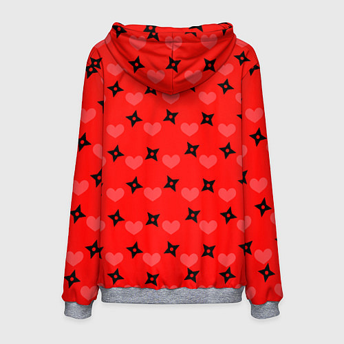 Мужская толстовка Сюрикены и сердечки: красный / 3D-Меланж – фото 2