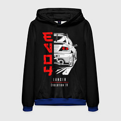 Толстовка-худи мужская Mitsubishi Lancer - Evolution 4, цвет: 3D-синий