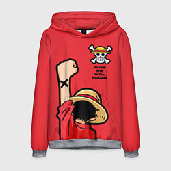 Толстовка-худи мужская One Piece - captain Monkey D Luffy, цвет: 3D-меланж