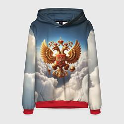 Толстовка-худи мужская Герб России в облаках, цвет: 3D-красный