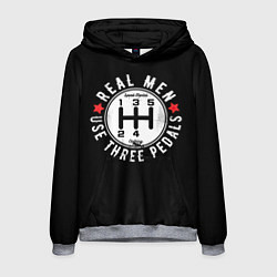 Толстовка-худи мужская Real man uses three pedals, цвет: 3D-меланж