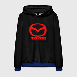 Толстовка-худи мужская Mazda red logo, цвет: 3D-синий