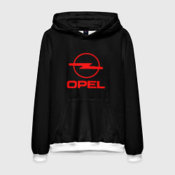 Толстовка-худи мужская Opel red logo auto, цвет: 3D-белый