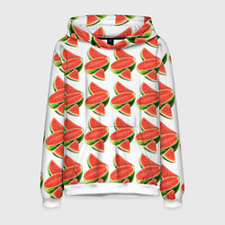 Толстовка-худи мужская Разрезанный арбуз, цвет: 3D-белый