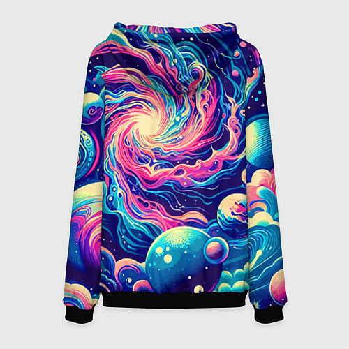 Мужская толстовка Разноцветный бескрайний космос - нейросеть / 3D-Черный – фото 2