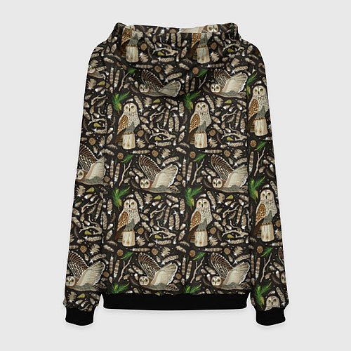 Мужская толстовка Совы в сосновом лесу / 3D-Черный – фото 2
