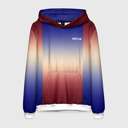 Толстовка-худи мужская Красный-синий градиентный узор, цвет: 3D-белый