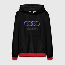 Толстовка-худи мужская Audi neon logo, цвет: 3D-красный