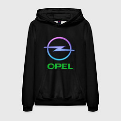 Толстовка-худи мужская Opel auto neon, цвет: 3D-черный