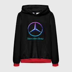 Толстовка-худи мужская Mercedes neon logo, цвет: 3D-красный