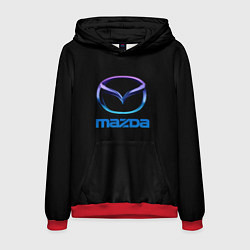 Толстовка-худи мужская Mazda neon logo, цвет: 3D-красный