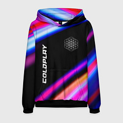 Толстовка-худи мужская Coldplay neon rock lights, цвет: 3D-черный