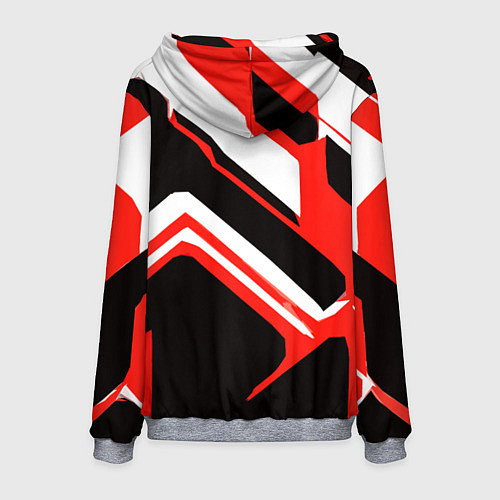Мужская толстовка Бело-красные линии на чёрном фоне / 3D-Меланж – фото 2