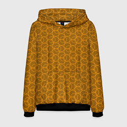 Толстовка-худи мужская Паттерн из кругов контурных, цвет: 3D-черный