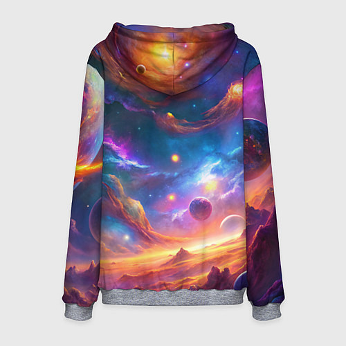 Мужская толстовка Космический пейзаж яркий с галактиками / 3D-Меланж – фото 2