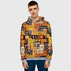Толстовка-худи мужская Африканские этнический коллаж, цвет: 3D-меланж — фото 2
