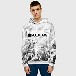 Толстовка-худи мужская Skoda white graphite, цвет: 3D-белый — фото 2