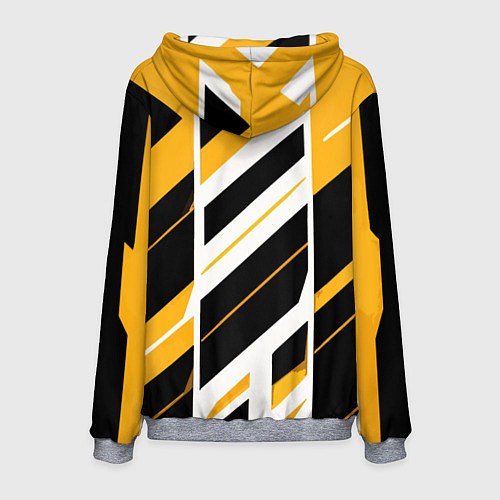 Мужская толстовка Black and yellow stripes on a white background / 3D-Меланж – фото 2