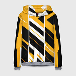 Толстовка-худи мужская Black and yellow stripes on a white background, цвет: 3D-меланж