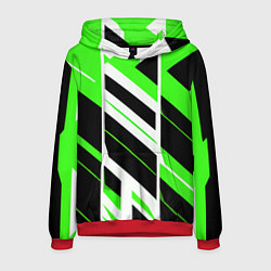 Толстовка-худи мужская Black and green stripes on a white background, цвет: 3D-красный