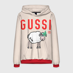 Толстовка-худи мужская Гусси - овца прикольная, цвет: 3D-красный