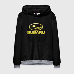 Толстовка-худи мужская Subaru logo yellow, цвет: 3D-меланж