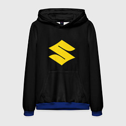 Толстовка-худи мужская Suzuki logo yellow, цвет: 3D-синий
