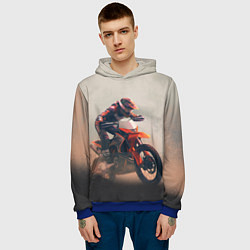 Толстовка-худи мужская Мотоциклист - гонка, цвет: 3D-синий — фото 2