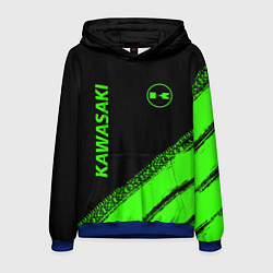 Толстовка-худи мужская Kawasaki - logo, цвет: 3D-синий