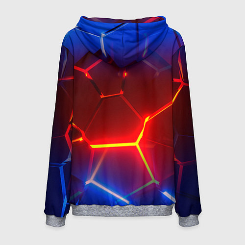 Мужская толстовка Светящиеся лавой неоновые плиты в разломе / 3D-Меланж – фото 2