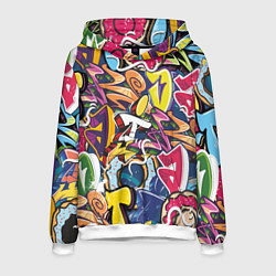 Толстовка-худи мужская Буква т в граффити, цвет: 3D-белый