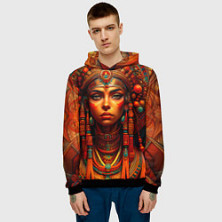 Толстовка-худи мужская Русская красавица в кокошнике, цвет: 3D-черный — фото 2