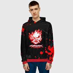 Толстовка-худи мужская Samurai flame logo, цвет: 3D-красный — фото 2