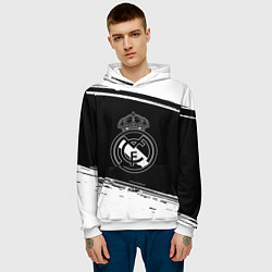 Толстовка-худи мужская Реал мадрид белое лого, цвет: 3D-белый — фото 2