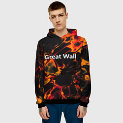 Толстовка-худи мужская Great Wall red lava, цвет: 3D-черный — фото 2