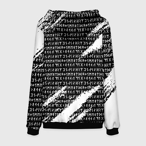 Мужская толстовка Все руны и вегвизир в круге рун на груди / 3D-Черный – фото 2